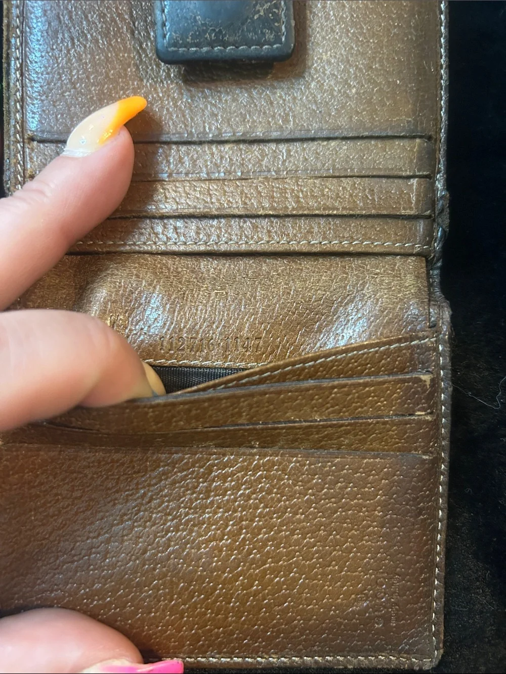 Gucci Brown GG Canvas Bifold Wallet with Gold-Tone Plaque